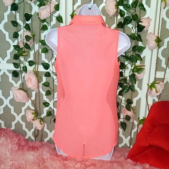 Pink Sheer Button Up Top - Picture 4 of 5